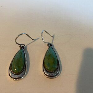 Turquoise and silver hanging earrings